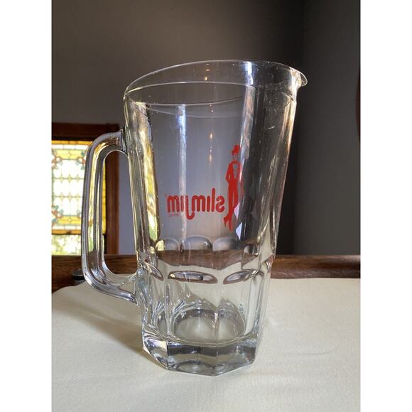 Vintage Y2K Glass Slim Jim Pitcher Beer Lemonade Drinks Christmas Gift Man Cave - Picture 3 of 6